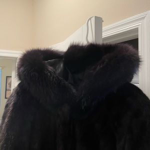 Beautiful long vintage mink coat with hood